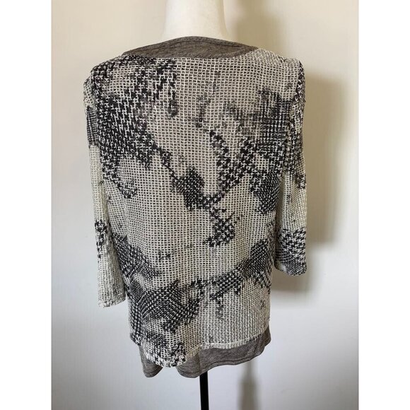 JOSEPH RIBKOFF Tunic Top Size 8 Mesh Overlay Stretchy Tank Roll Tab Sleeves - Picture 8 of 10